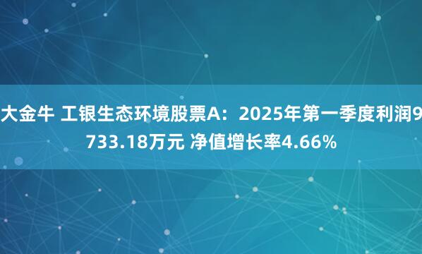大金牛 工银生态环境股票A：2025年第一季度利润9733.18万元 净值增长率4.66%